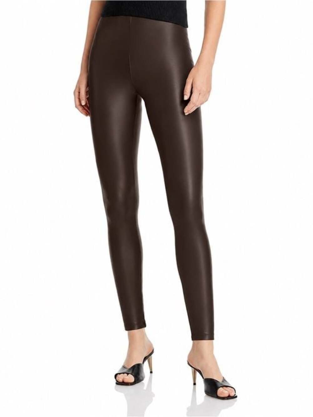 Bloomingdale’s Aqua Faux Leather High Waist Leggings in Walnut Size Medium